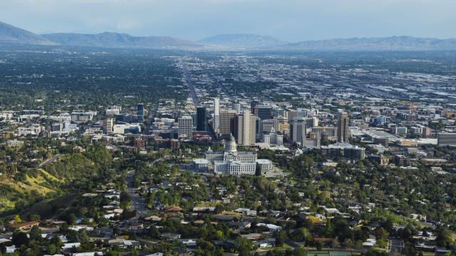 View of the Salt Lake Valley from the north above the capitol