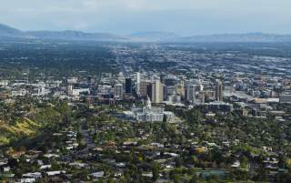 View of the Salt Lake Valley from the north above the capitol