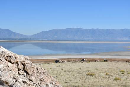 Shoreline of Great Salt Lake from Antelope Island State Park.