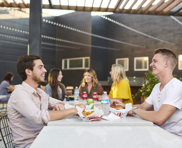 Friends Eating at Restaurants in Sandy