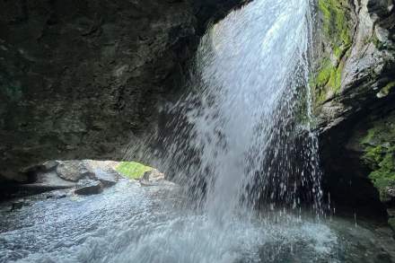 Photograph of donut falls waterfall