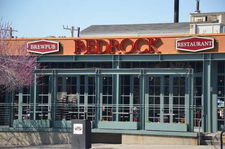 View of Red Rock Brewing Co exterior from across the street