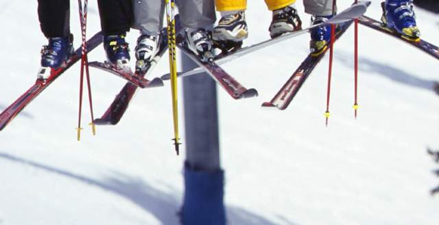 Skis on a chairlift