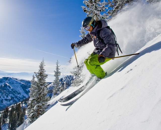 Sage Cattabriga-Alosa skiing powder in the Alta backcountry