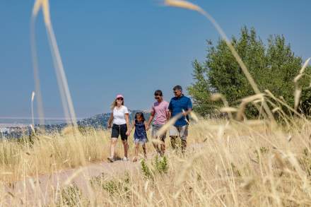 Image of a family hiking on the Bonneville shoreline trail