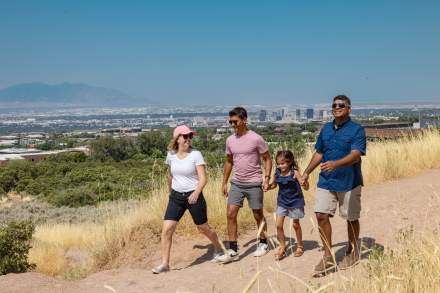 Image of a family hiking on Bonneville Shoreline Trail