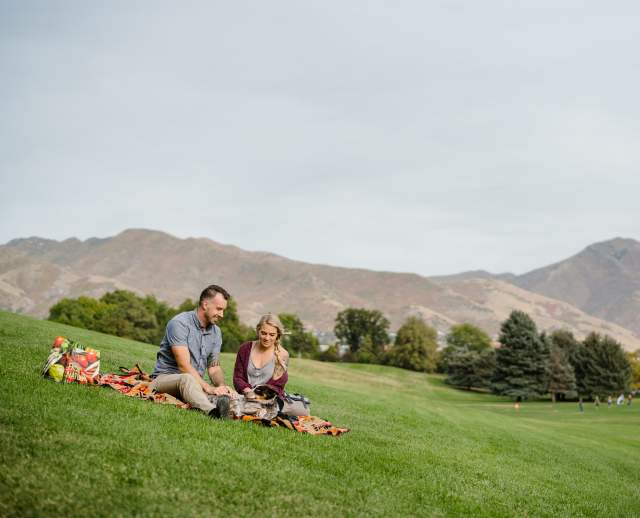Couple Having Picnic at Sugar House Park