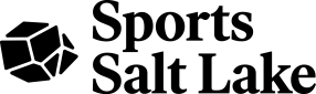 A black stylized crystal with the words Sports Salt Lake next to it