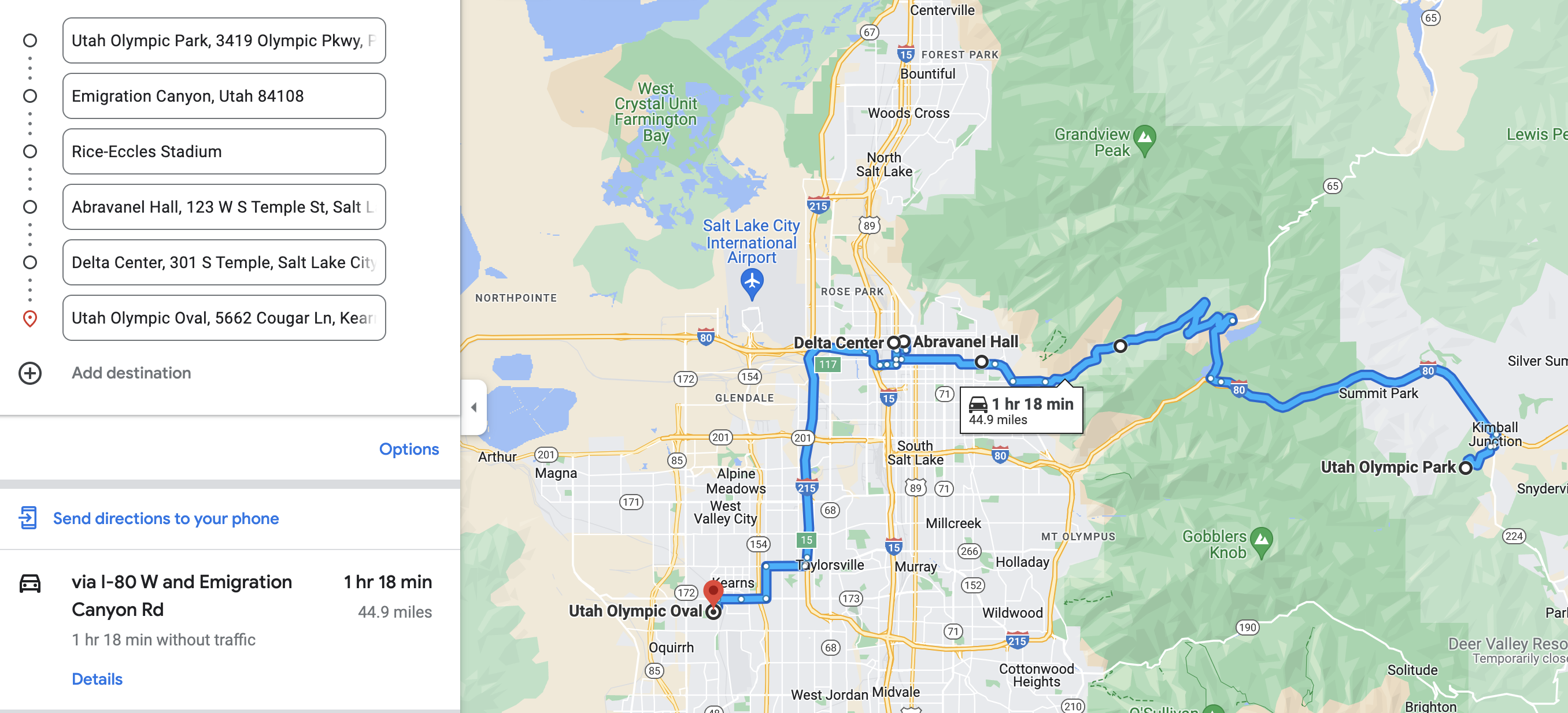 Olympic Venues Itinerary Map Route