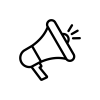Black and white icon of a megaphone
