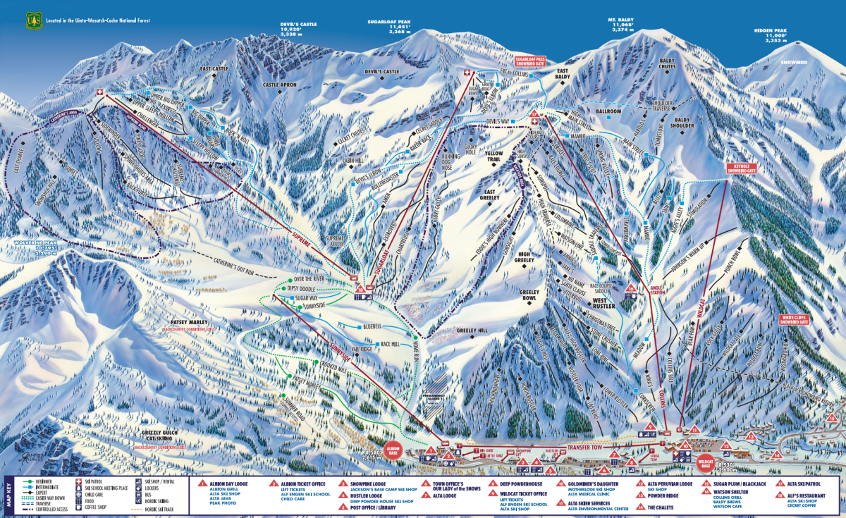 A map of the Alta Trails